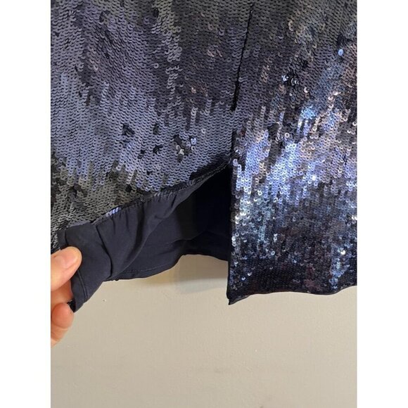 Vince Camuto Ombre Sequin Mini Skirt 14 Blue Striped Glam Sparkly Vegas Cocktail - Picture 7 of 11